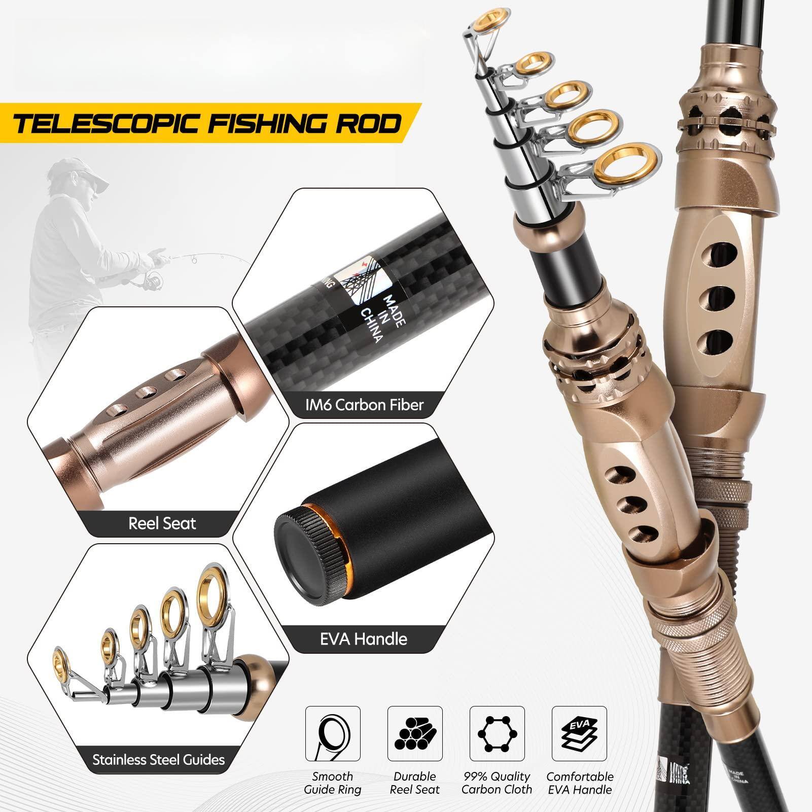 TELESCOPIC FISHING ROD

- IM6 Carbon Fiber
- Reel Seat
- EVA Handle
- Stainless Steel Guides
- Smooth Guide Ring
- Durable Reel Seat
- 99% Quality
- Comfortable Carbon Cloth EVA Handle

MADE IN CHINA