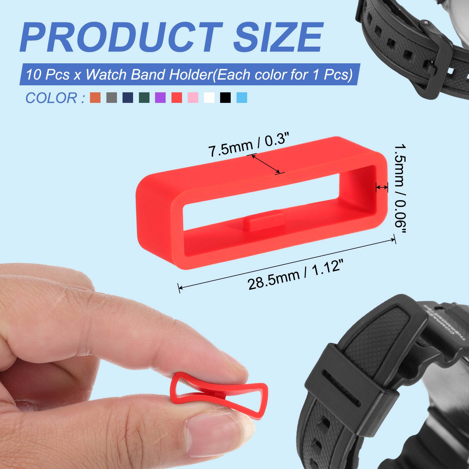 PRODUCT SIZE  
10 Pcs x Watch Band Holder (Each color for 1 Pcs)  
COLOR:  
7.5mm / 0.3"  
28.5mm / 1.12"  
1.5mm / 0.06"