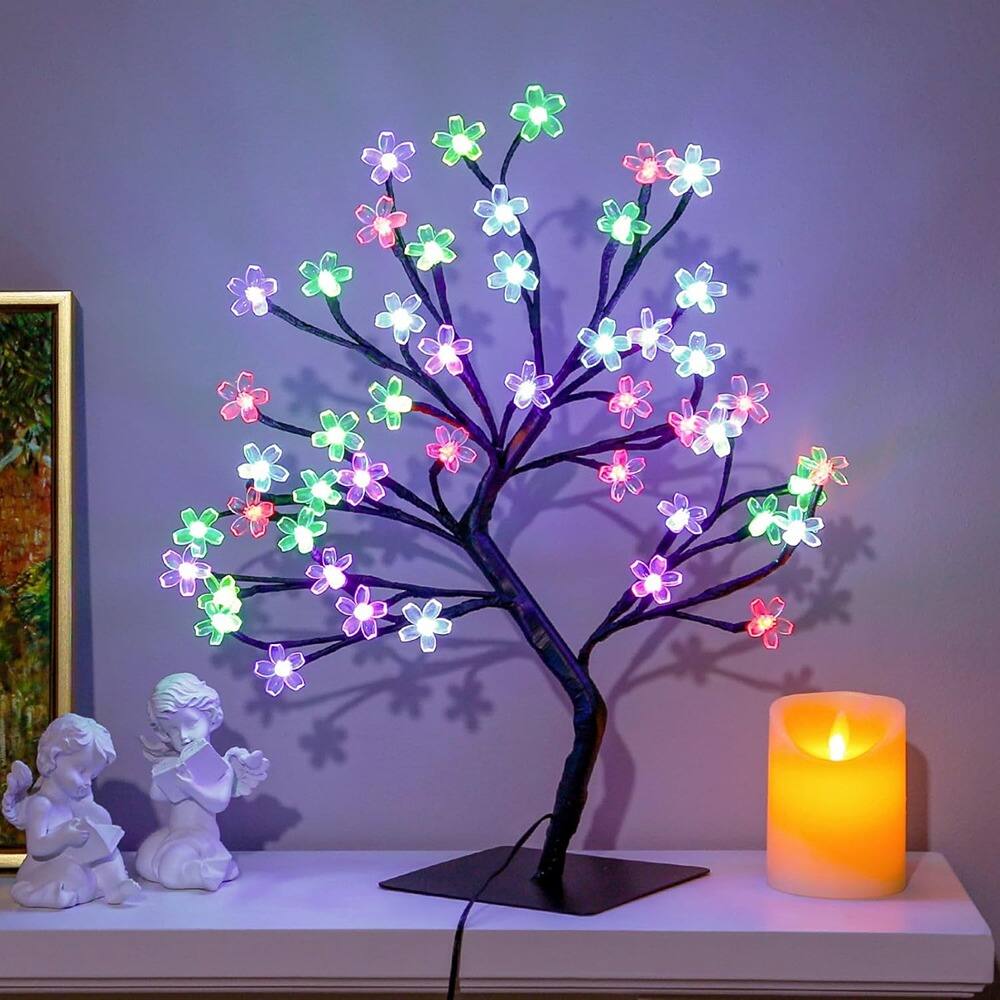 Angle. ACJPR - LED Cherry Blossom Tree – 48 LEDs, 16 Colors, Metal Base - Warm White.