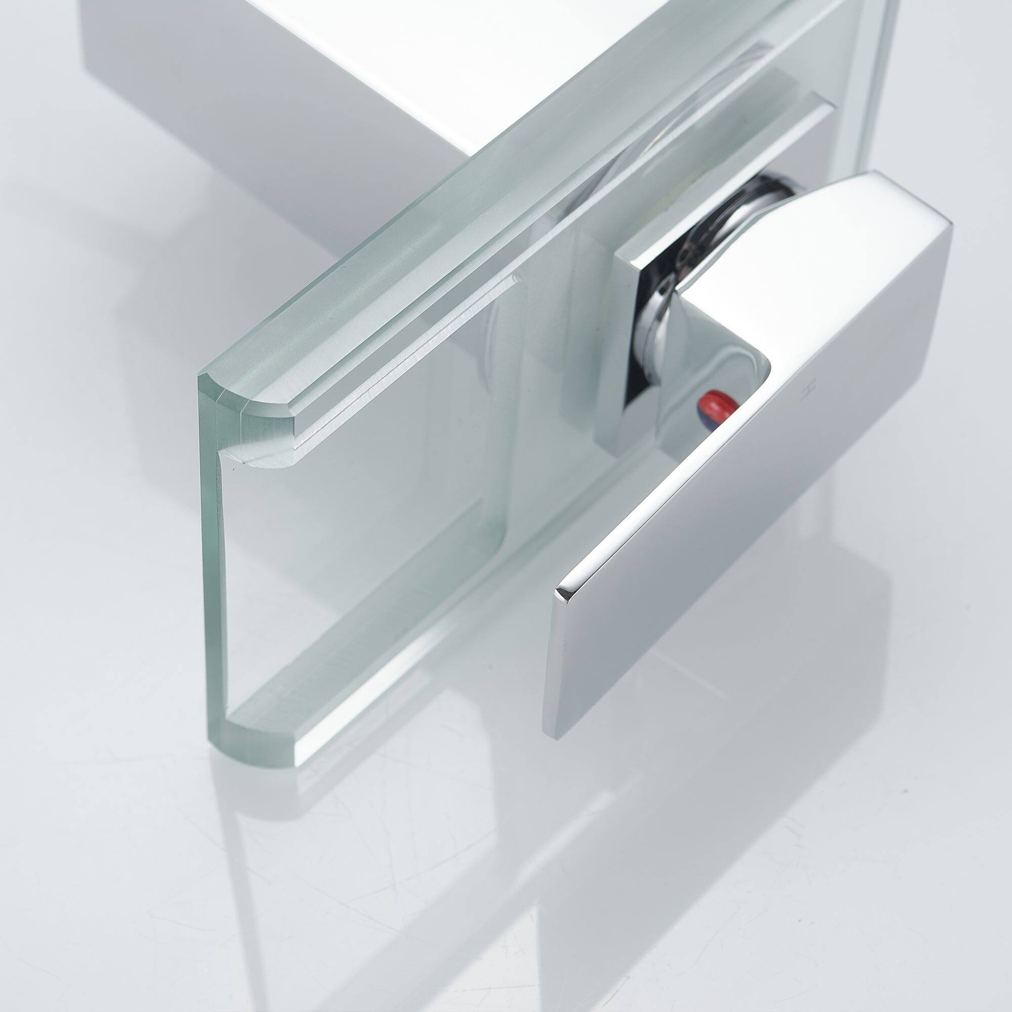 Back. Boyel Living - Waterfall Single Handle Single Hole Bathroom Faucet Chrome with LED Temperature Sensor and Supply Hoses Easy Install - Chrome.