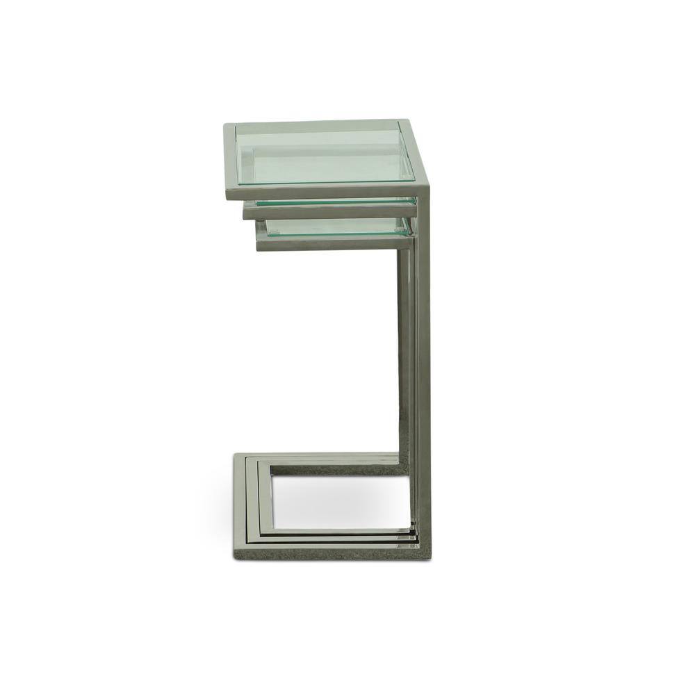 Alt View 3. Carolina Chair & Table - Addison Nesting Table Set - Glass Top - Chrome Base - Clear, Chrome.