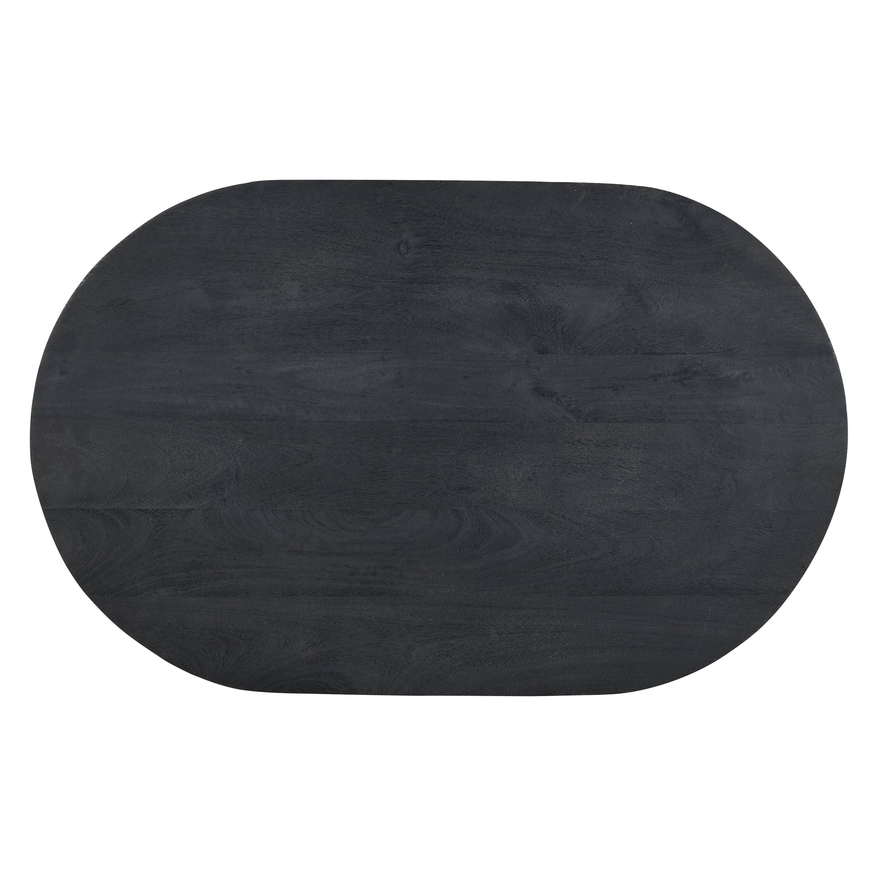 Alt View 1. Manhattan Lane - Uri 38 Inch Oval Coffee Table, Mango Wood Full and Half Spherical Leg - Sanblasted Black.