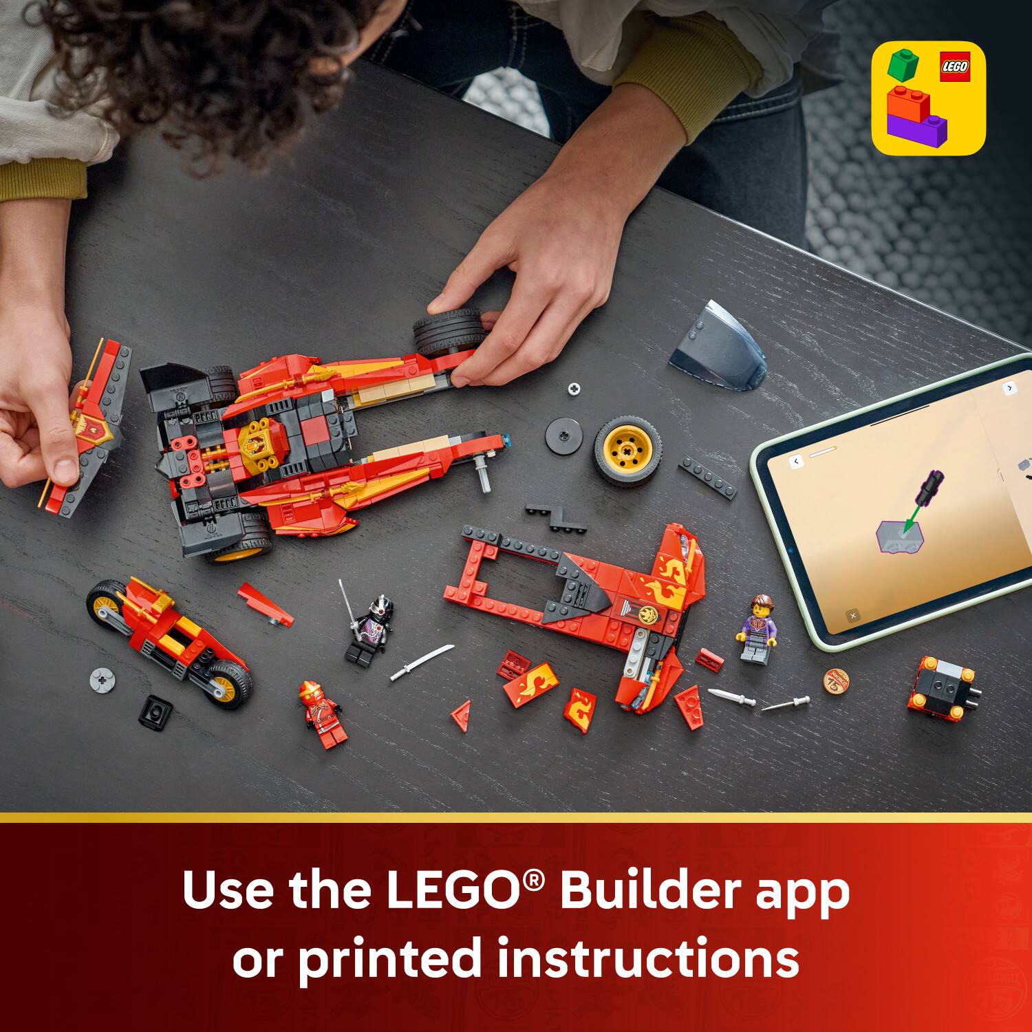 Use the LEGO® Builder app or printed instructions