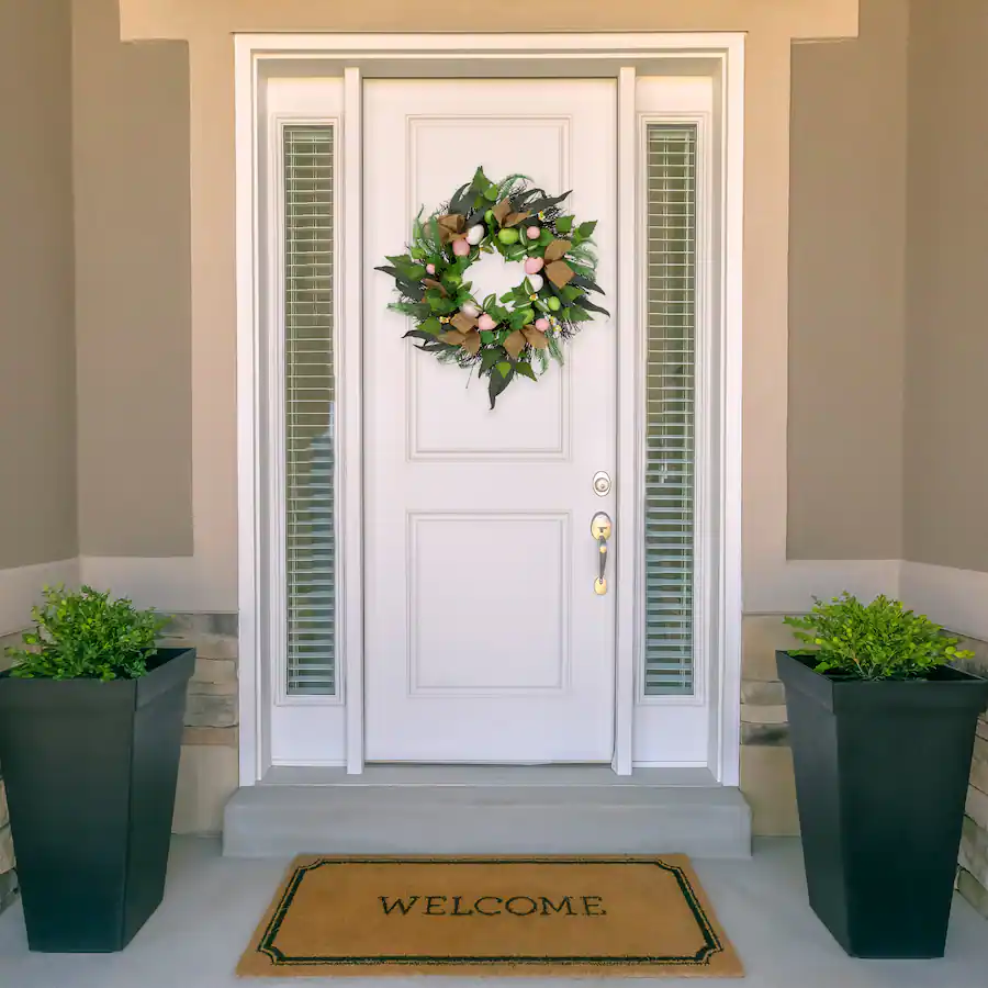 Northlight Easter Egg and Burlap Ribbon Mixed Foliage Twig Wreath 22 ...