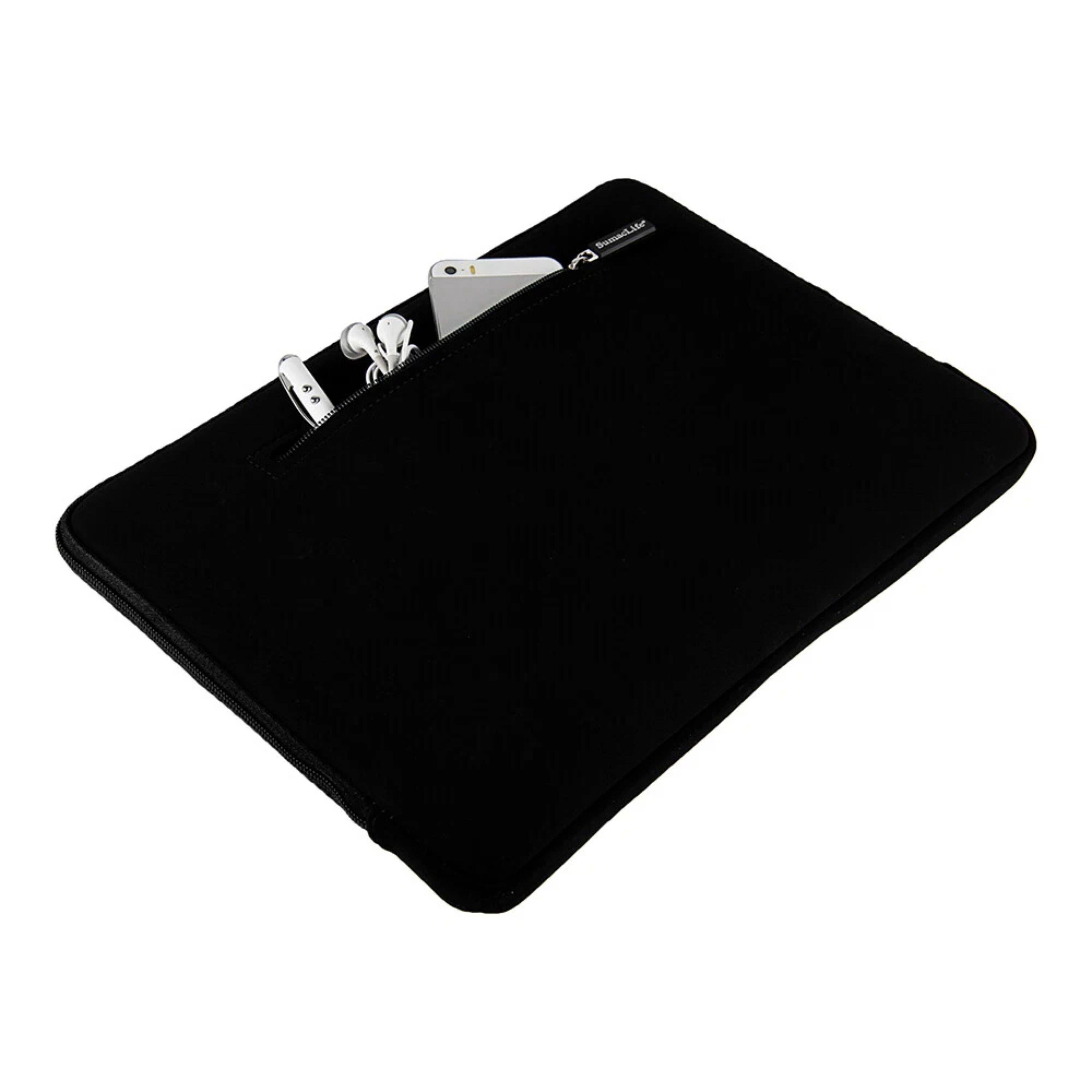 Back. Kitcheniva - Padded Laptop Microsuede Sleeve Case Zip Bag For 13" Laptop Black - Black.
