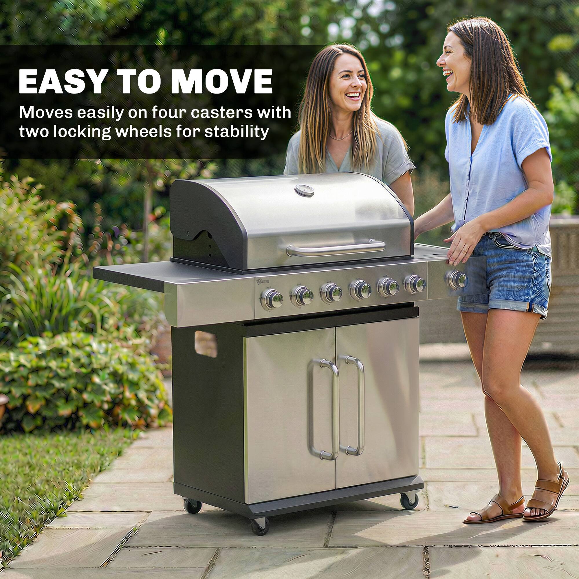 EASY TO MOVE  
Moves easily on four casters with two locking wheels for stability