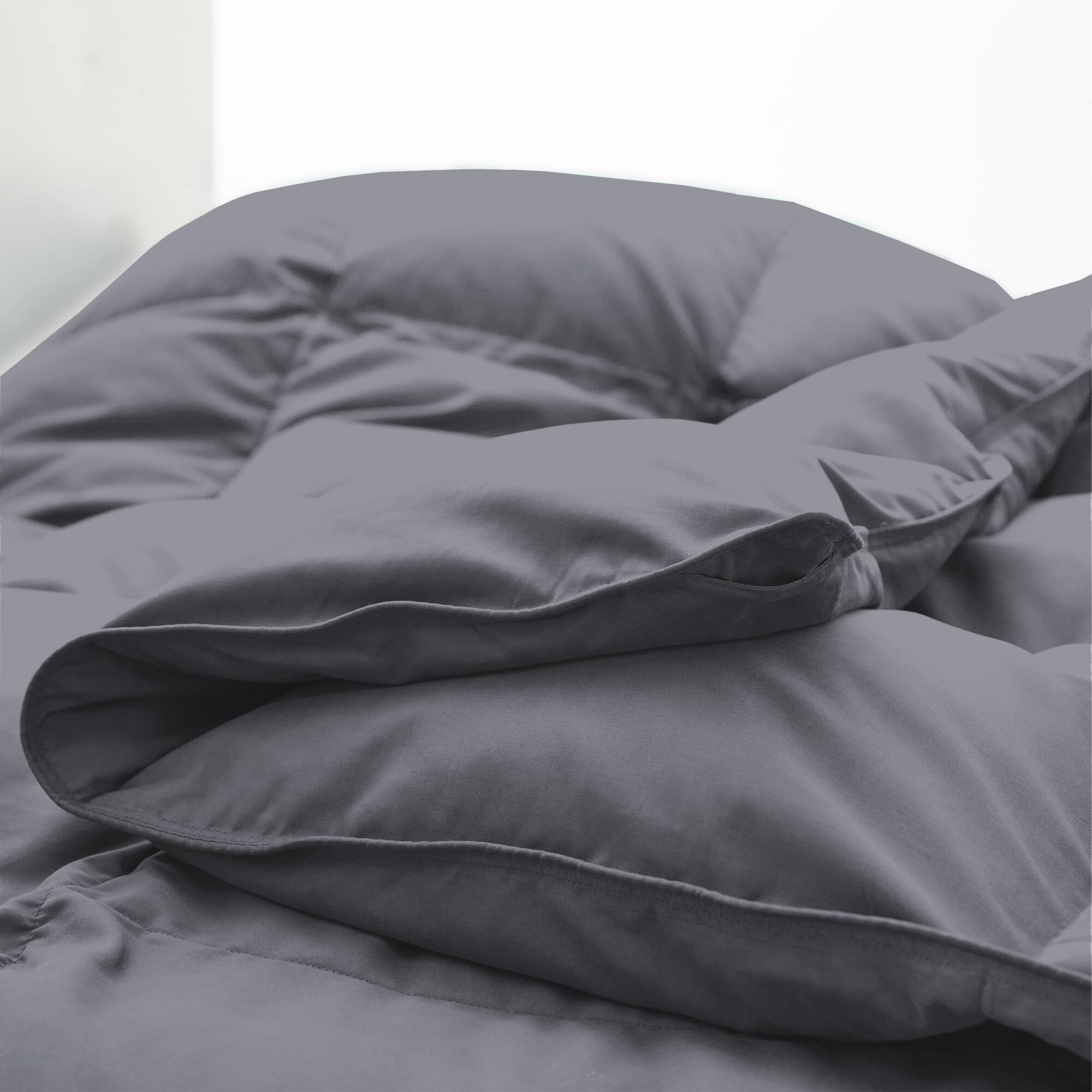 Alt View 2. Peace Nest - Dreamhood All Season Soft Premium Feather Down Fiber Comforter Duvet Insert, Gray, King - Gray.