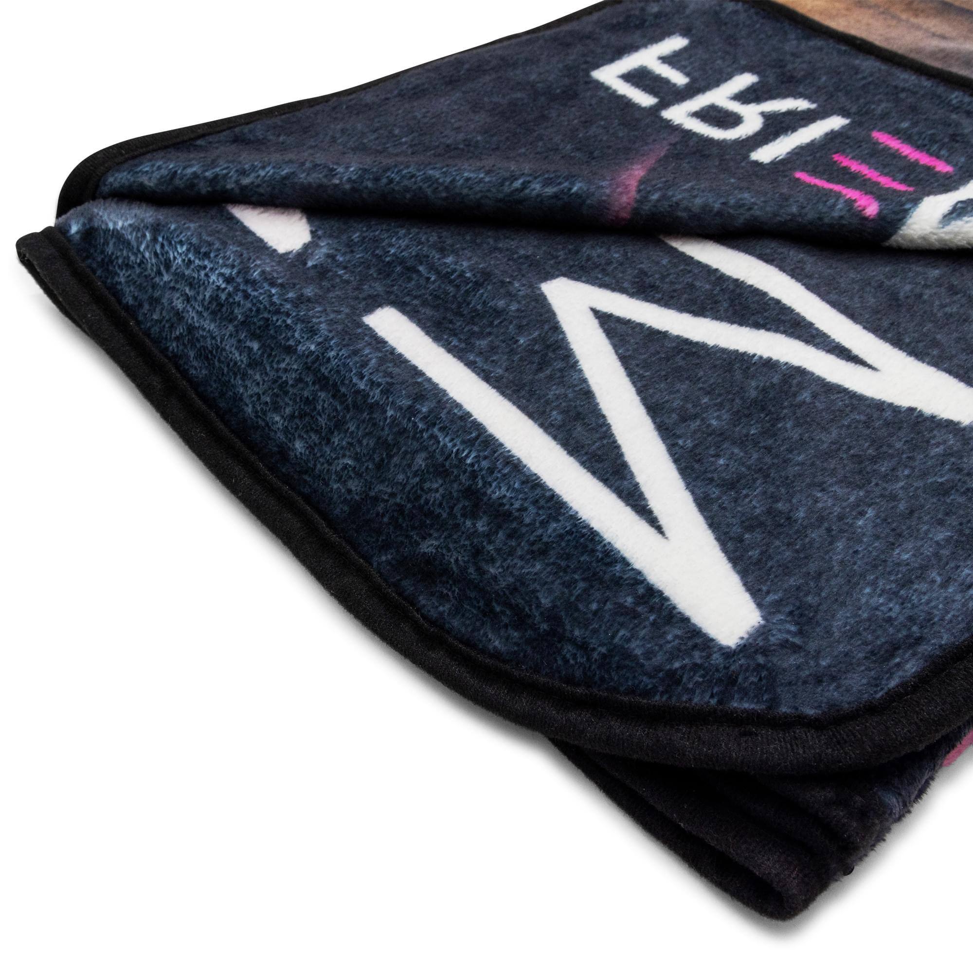 Alt View 1. Silver Buffalo - M3GAN "Friendship Has Evolved" Raschel Throw Blanket | 45 x 60 Inches - Black.