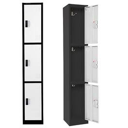 AdirOffice - Storage Locker 629-Series 72" H 3-Tier Steel Compartment Digital Lock Locker - Black Bidy/White Doors
