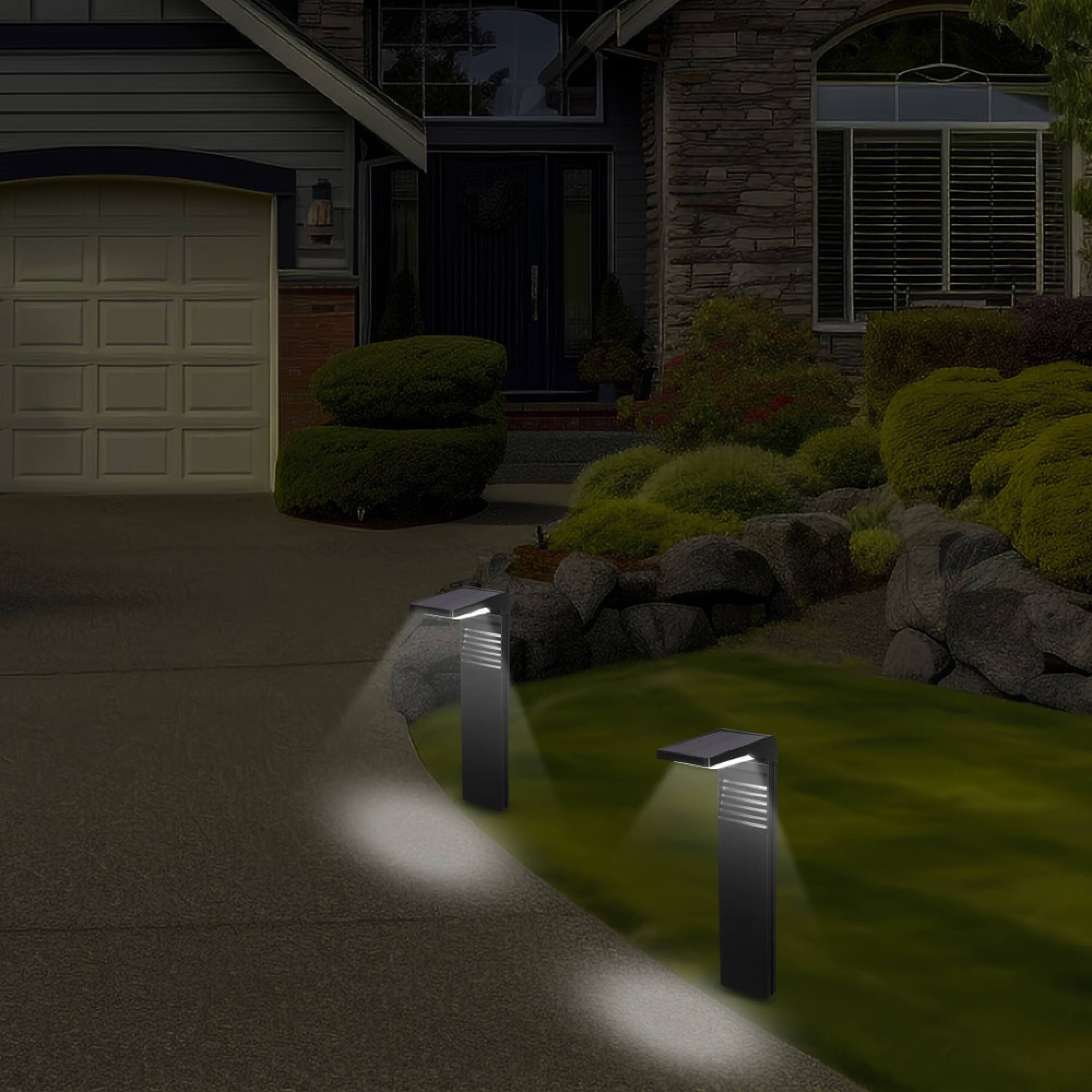 Alt View 5. Techko Maid - Outdoor Solar LED L-Shaped Weather Resistant Path Lights, Modern Minimal Design (2-Pack) - Black.