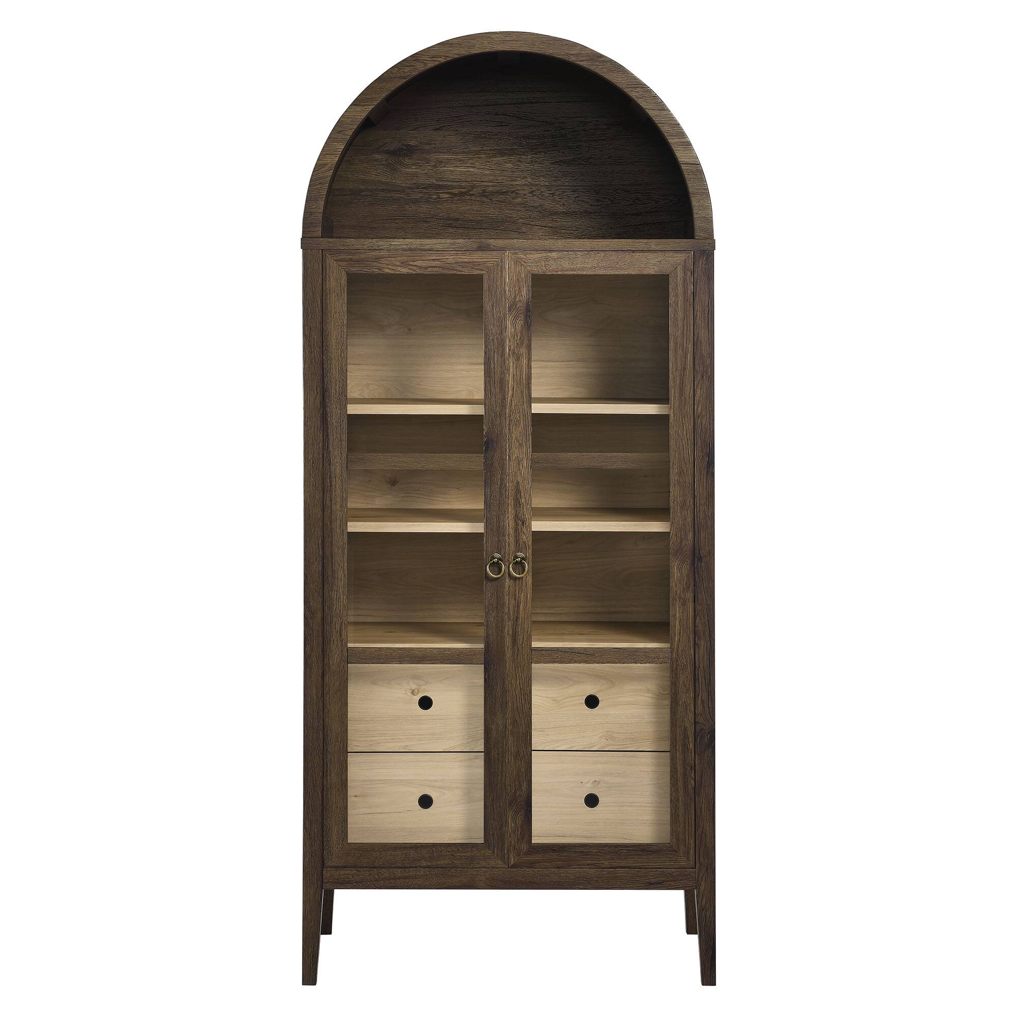 Alt View 4. Modway - Nolan Tall Arched Storage Display Cabinet by Modway - Walnut Hickory.
