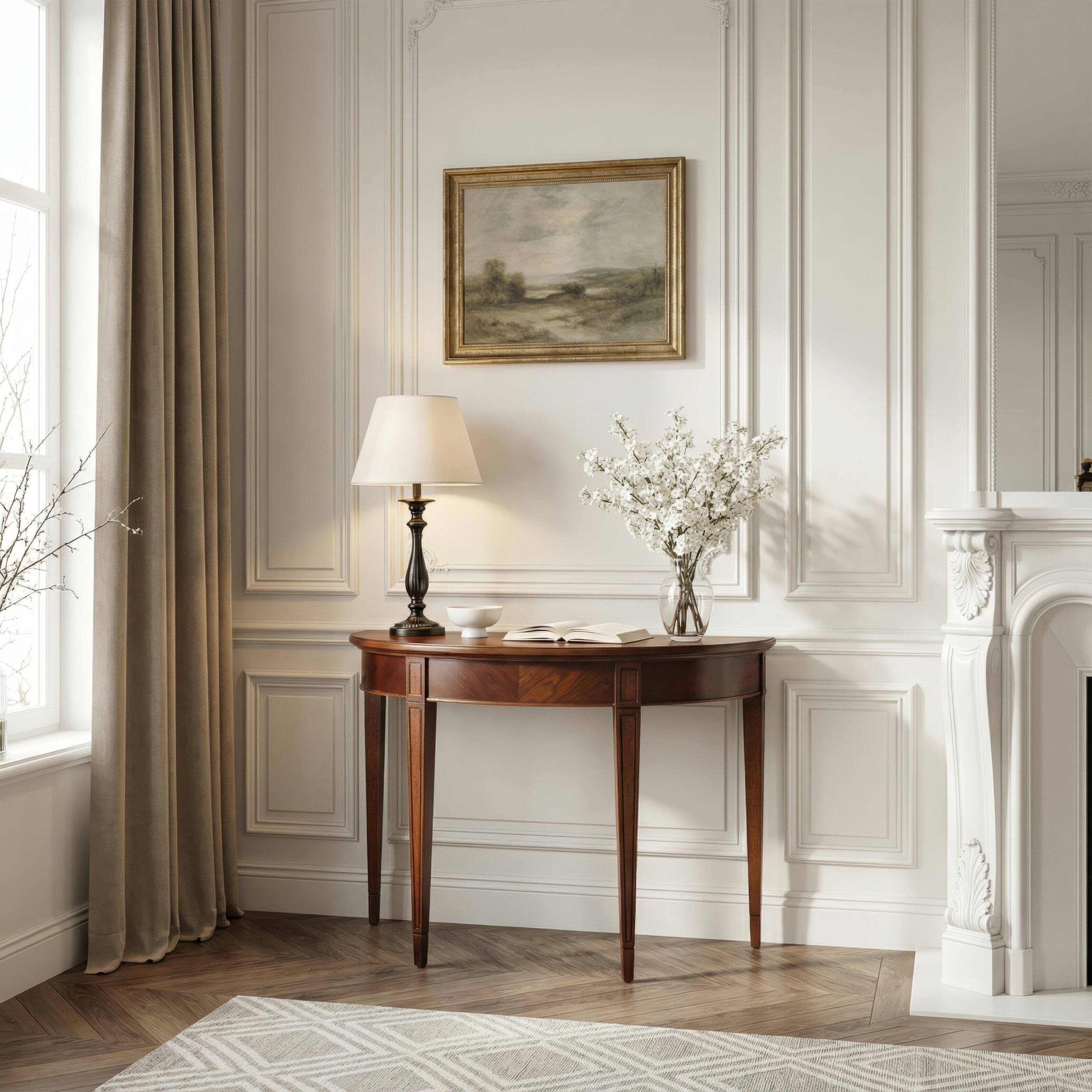 Butler Specialty Hampton 36 in. W Demilune Wood 1 Drawer Console Table ...
