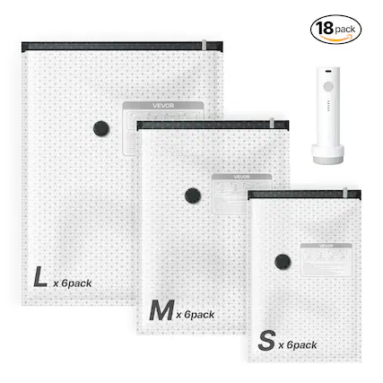 18 pack VEVOR - VEVOR L x 6pack + M x 6pack + S x 6pack