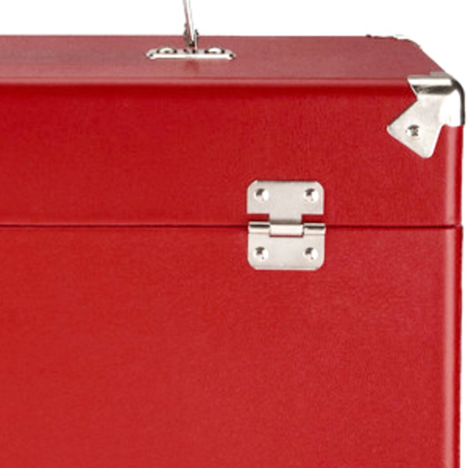 Alt View 4. PopMarket - GPO Retro SWB18RED 12"  Vinyl Record Case 35 Count Capacity with Removable Lid - Red   - VINYL ACCESSORIES - Red.