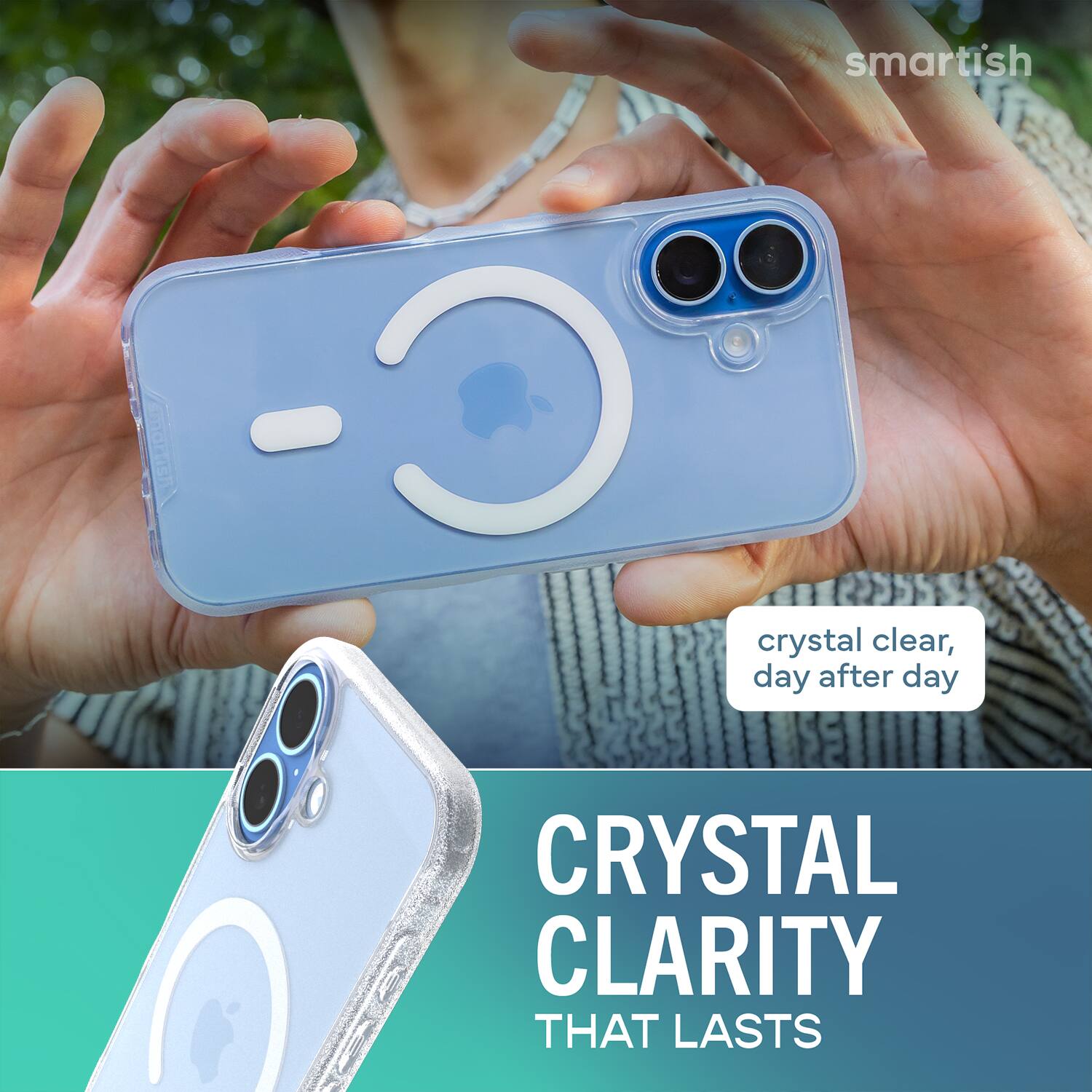 smartish  
Hstupur  
crystal clear, day after day  
CRYSTAL CLARITY THAT LASTS