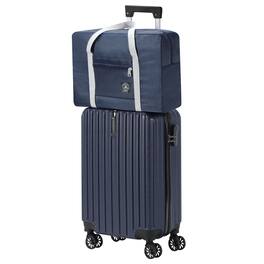 Oumilen - 2 Piece Luggage Set – 20in Hard Shell Carry On with Hook & Foldable Bag, Combo Lock, Spinner Wheels - Navy Blue