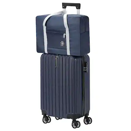 Front. Oumilen - 2 Piece Luggage Set – 20in Hard Shell Carry On with Hook & Foldable Bag, Navy Blue, Combo Lock, Spinner Wheels - Navy Blue.