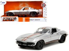 1966 Chevrolet Corvette Stripes "Bigtime Muscle" Series 1/24 Diecast Model Car by Jada - Silver Metallic With Bronze