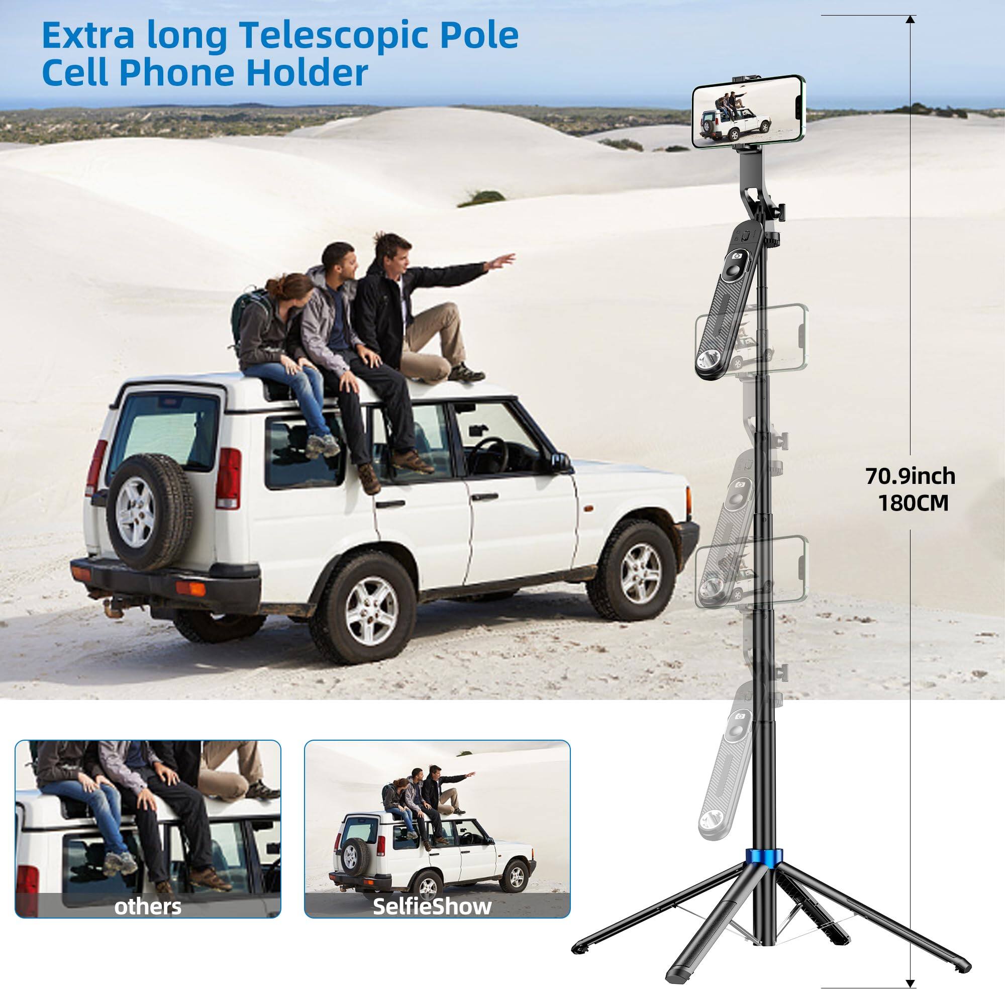 Extra long Telescopic Pole Cell Phone Holder

70.9 inch 180CM

others

SelfieShow