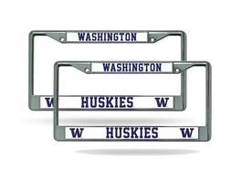 Rico Industries - Washington Huskies (Set of 2) Chrome Metal License Plate Frames - Multi
