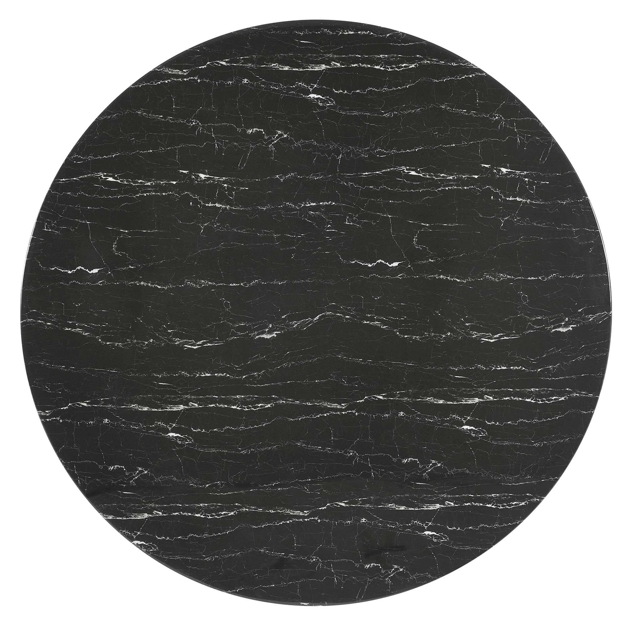 Back. Modway - Lippa 60" Round Faux Marble Dining Table by Modway - Gold Black.