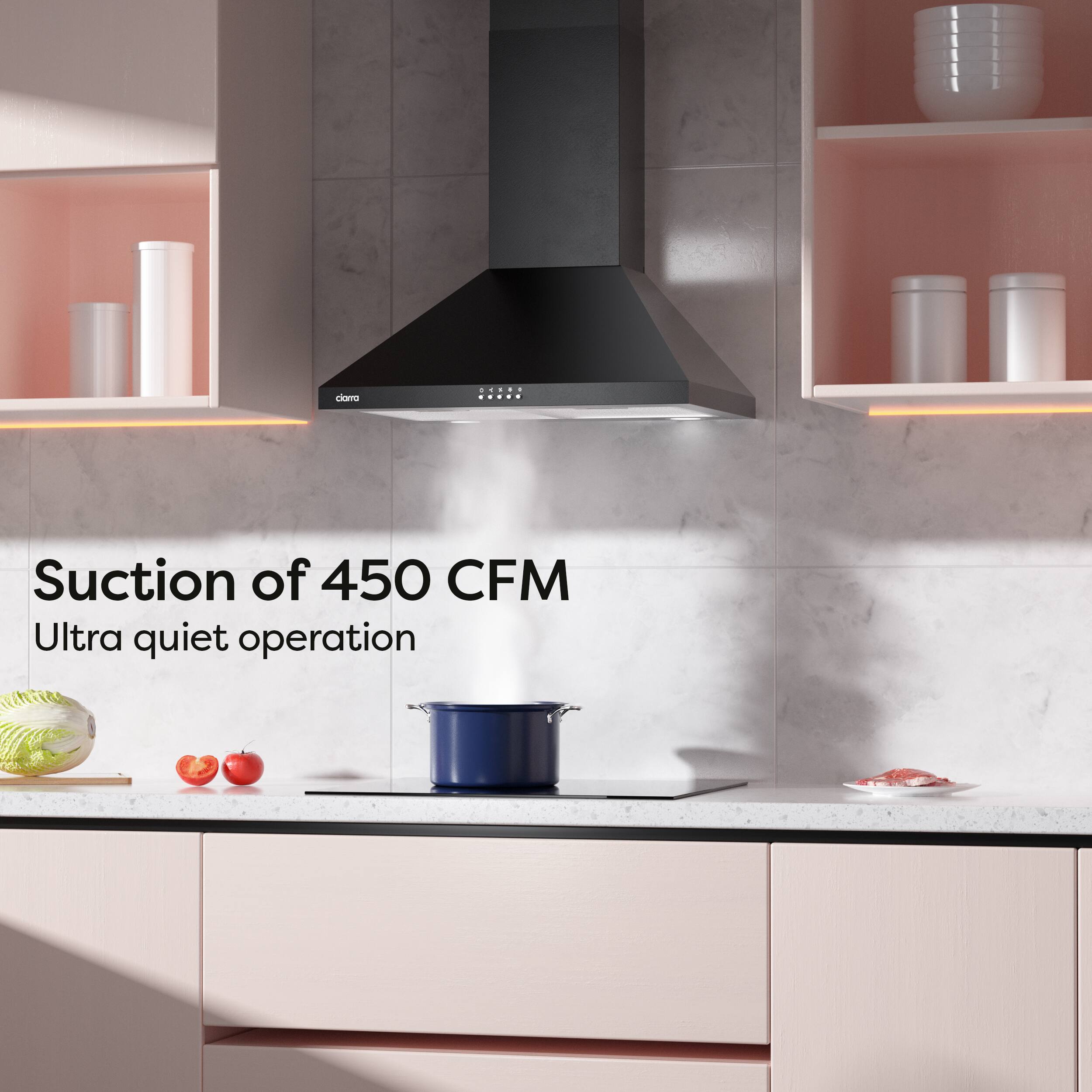 Suction of 450 CFM  
Ultra quiet operation