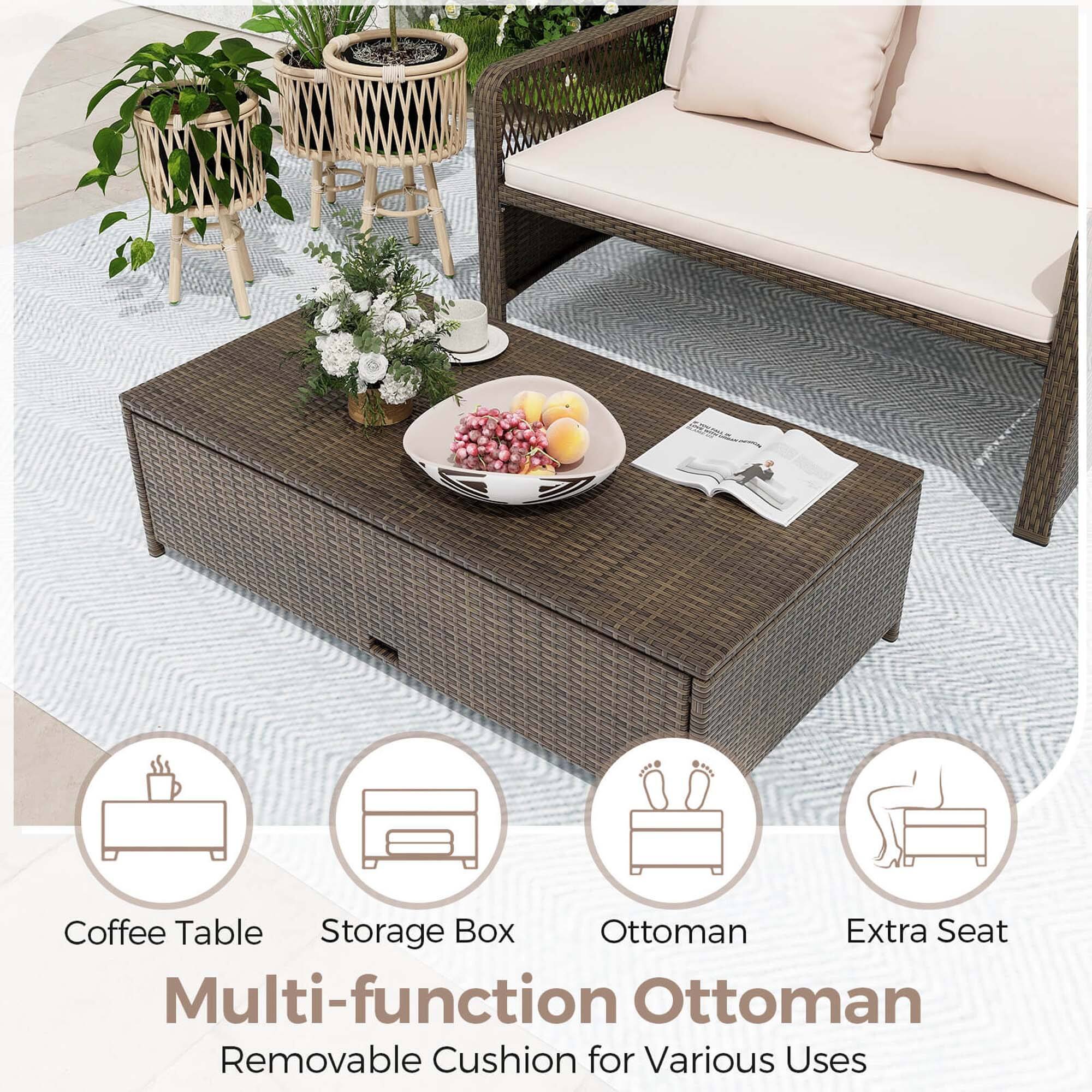 Multi-function Ottoman Removable Cushion for Various Uses Coffee Table Storage Box Ottoman Extra Seat