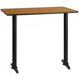 Emma + Oliver - 30"x48" Rectangular Laminate Bar Table with 5"x22" Bases - Natural