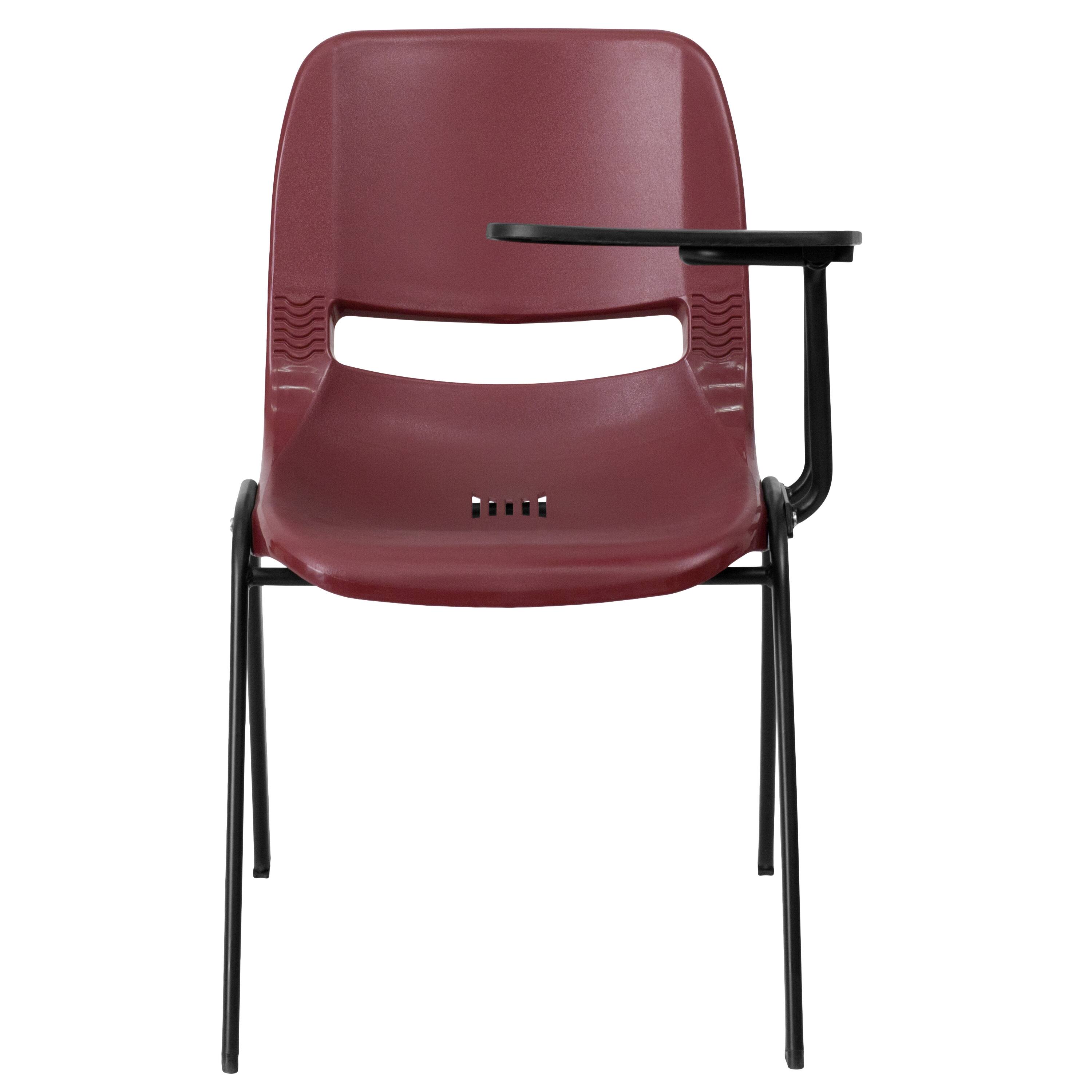 Alt View 5. Emma + Oliver - Ergonomic Shell Chair with Left Handed Flip-Up Tablet - Tablet Arm Desk - Burgundy.