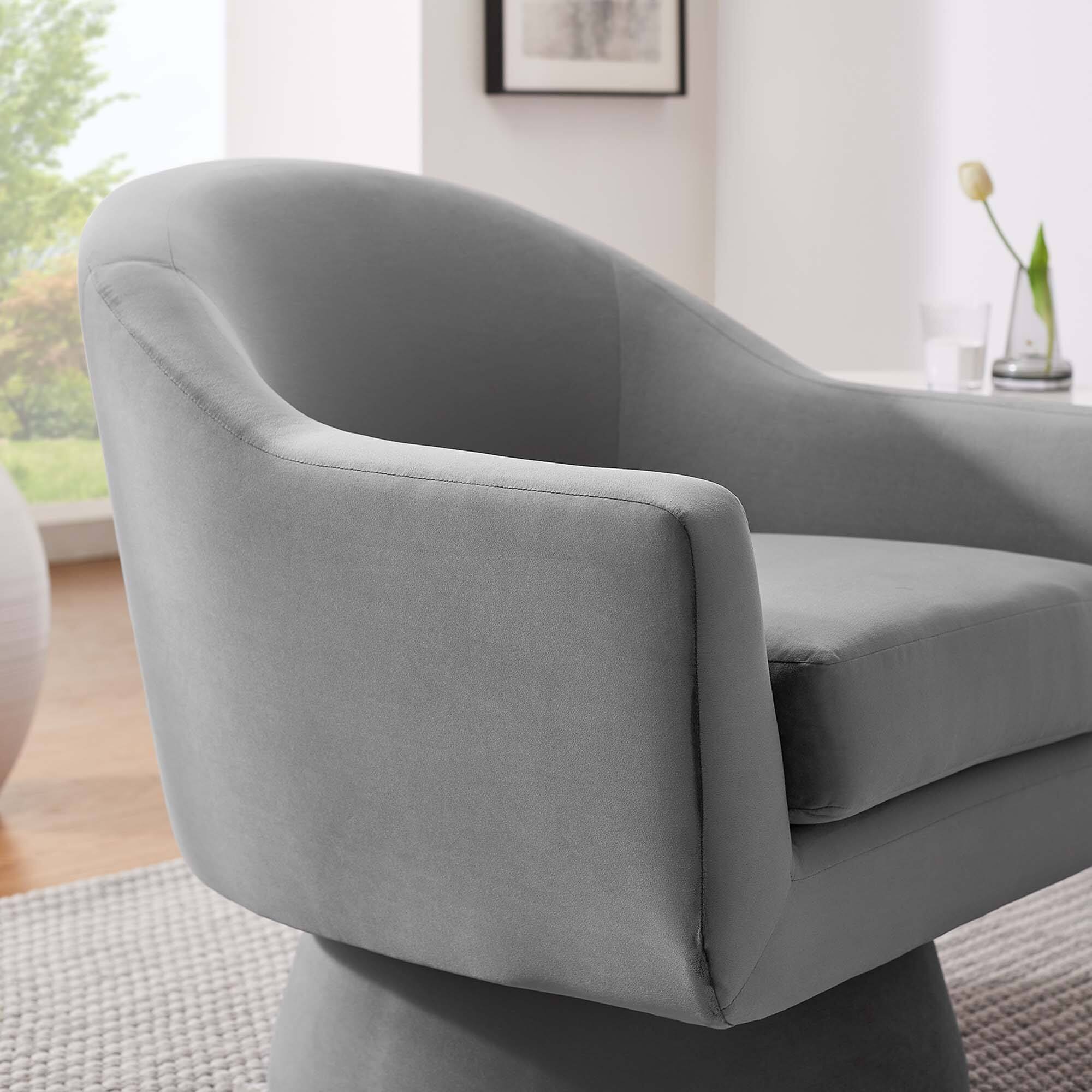 Alt View 1. Modway - Astral Performance Velvet Fabric and Wood Swivel Chair by Modway - Gray.