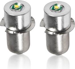 HQRP - P13.5s LED Flashlight Bulb 1.3W 6-24V DC 130lm Cool White 6000K for Ridgid/Ryobi/Makita/DeWalt (2 pack)
