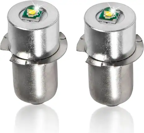 Front. HQRP - HQRP P13.5s LED Flashlight Bulb 1.3W 6-24V DC 130lm Cool White 6000K for Ridgid/Ryobi/Makita/DeWalt (2 pack).