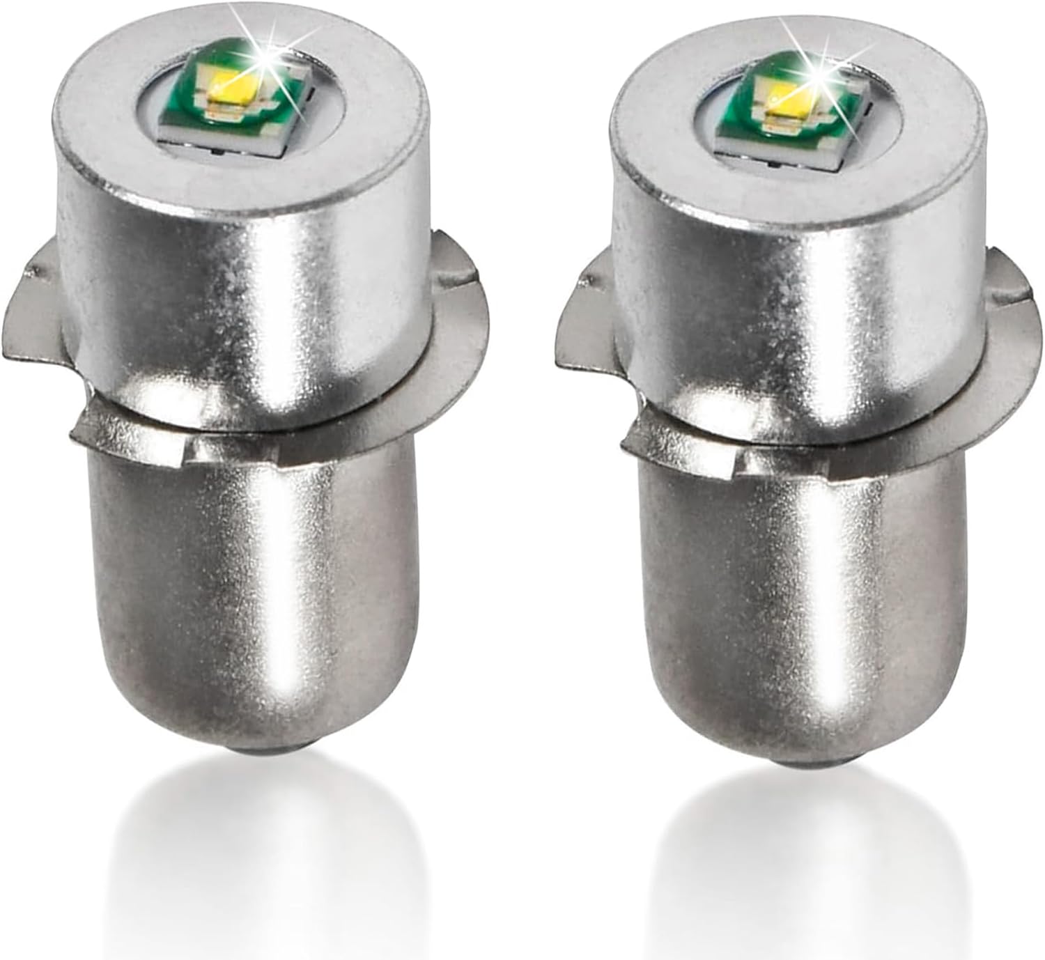 Front. HQRP - HQRP P13.5s LED Flashlight Bulb 1.3W 6-24V DC 130lm Cool White 6000K for Ridgid/Ryobi/Makita/DeWalt (2 pack).