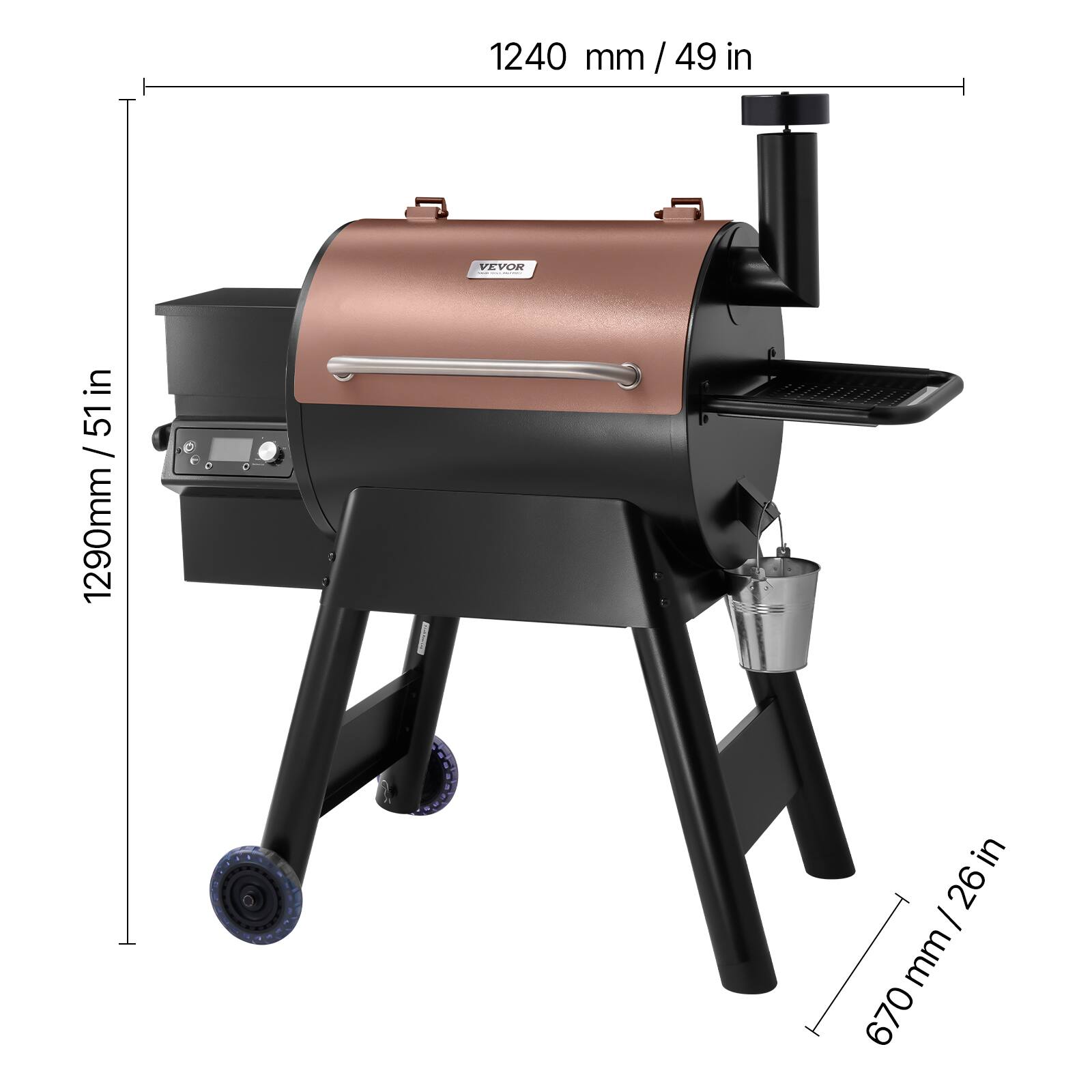 1240 mm / 49 in  
VEVOR  
1290 mm / 51 in  
670 mm / 26 in