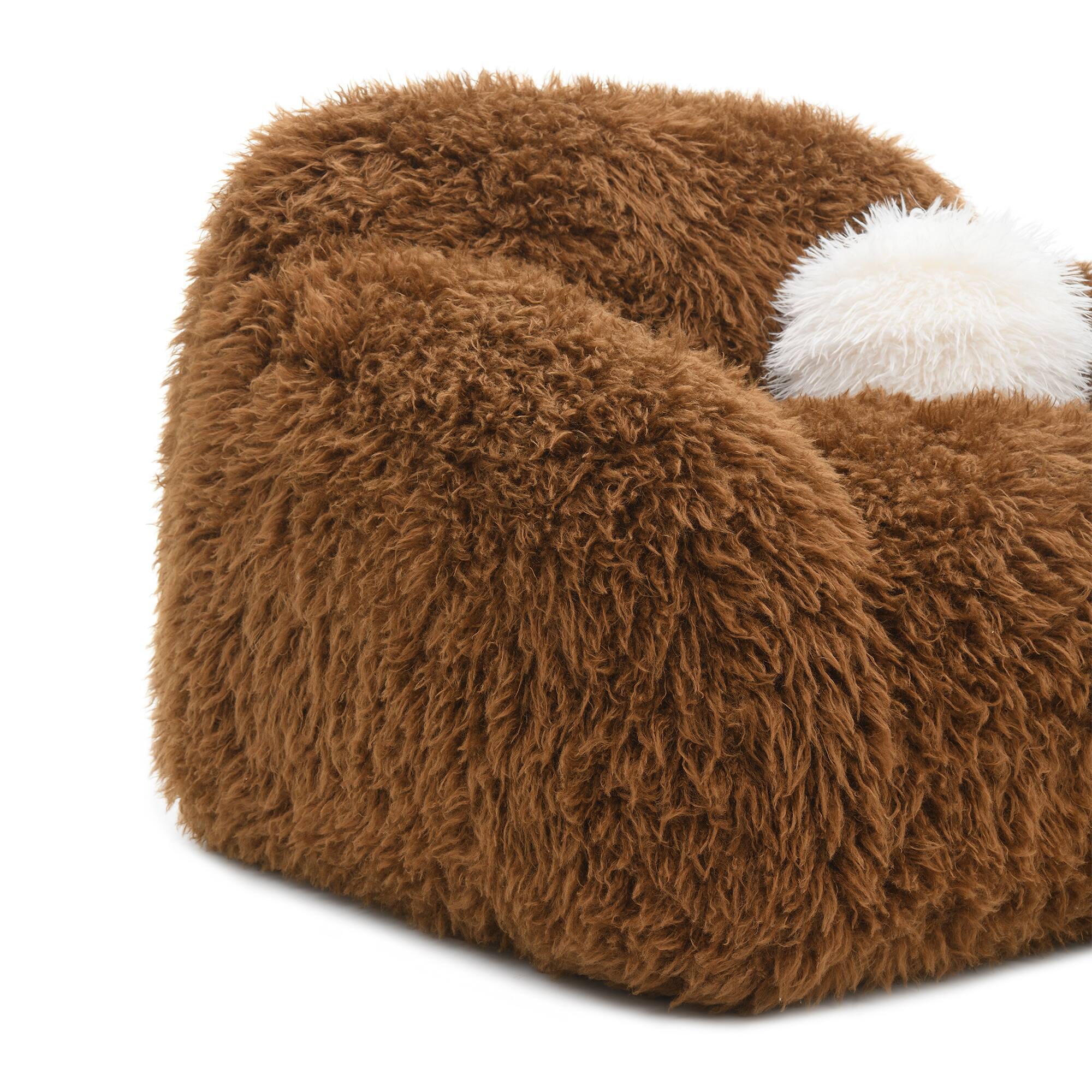 Alt View 6. Vaczon - Faux Fur Swivel Accent Chair Sofa with Ball Pillows, 360° Rotating Lounge Chair for Living Room Bedroom - Camel Brown.