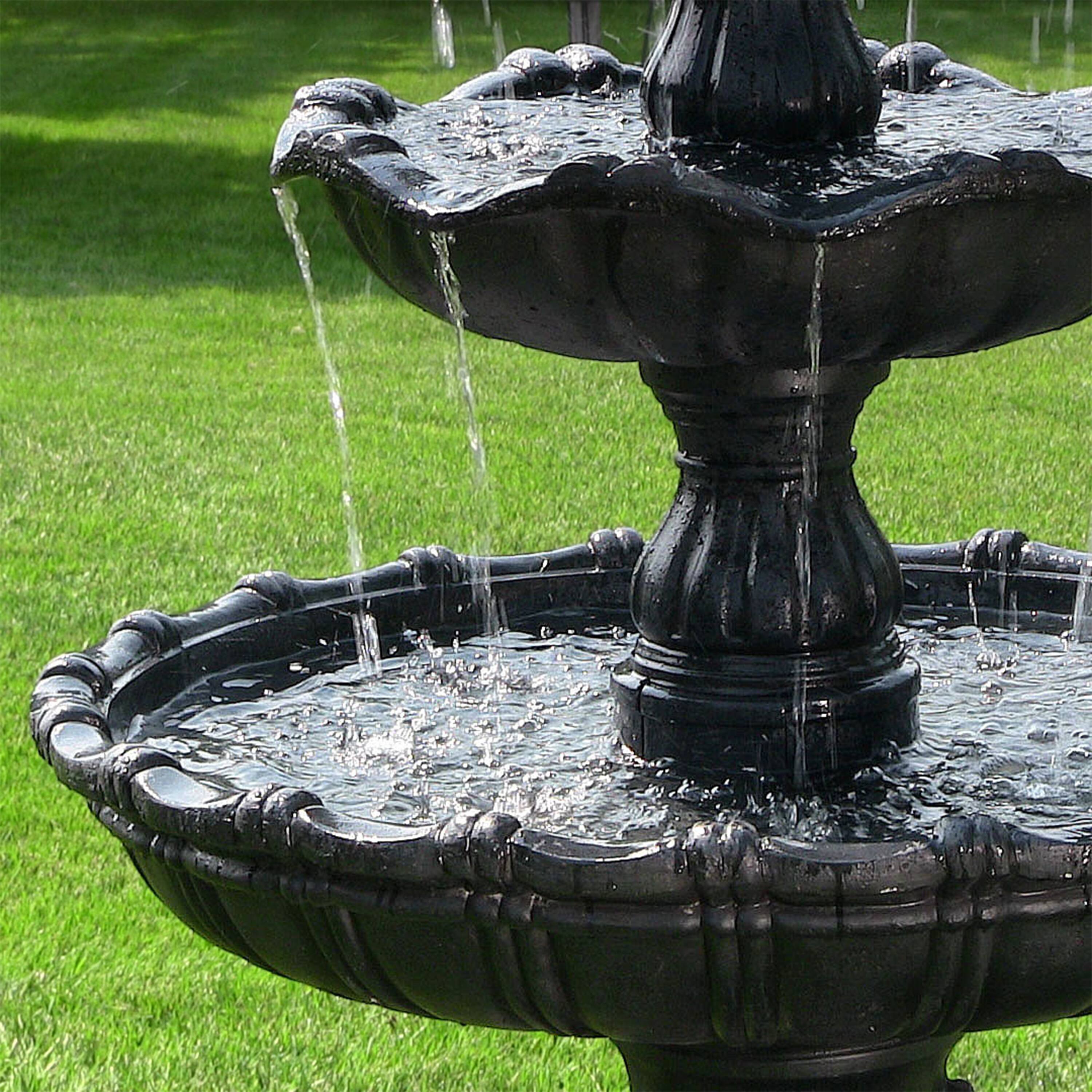 Alt View 9. Sunnydaze - Grand Courtyard Resin Outdoor 4-Tier Water Fountain - Black.