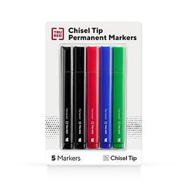 TRU RED - Tank Permanent Markers, Chisel Tip, 5/Pack - Assorted