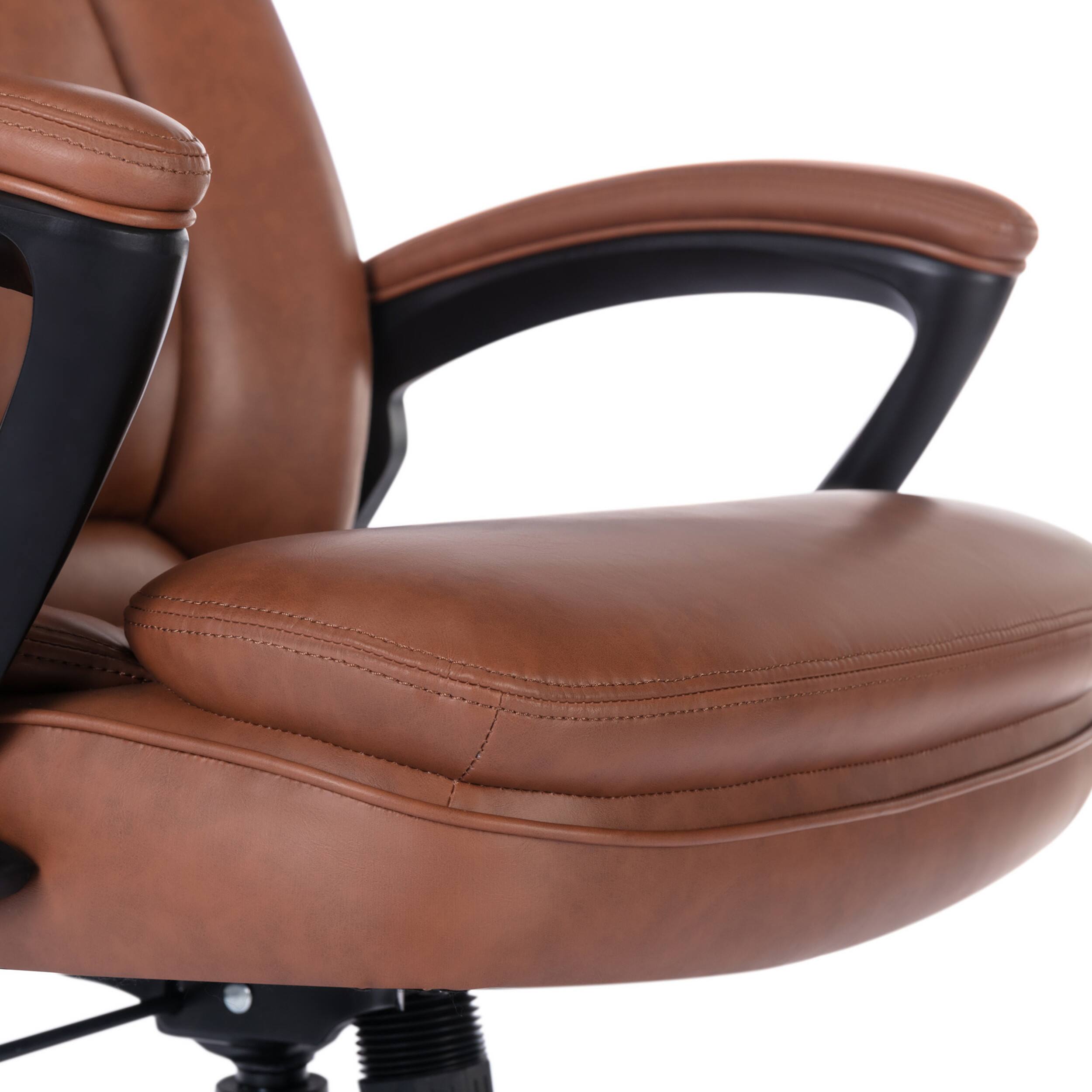 Alt View 13. Serta - Big & Tall Executive Office Chair Ergonomic High Back with Lumbar Support Padded Arms Reclining Swivel Leather - Cognac.