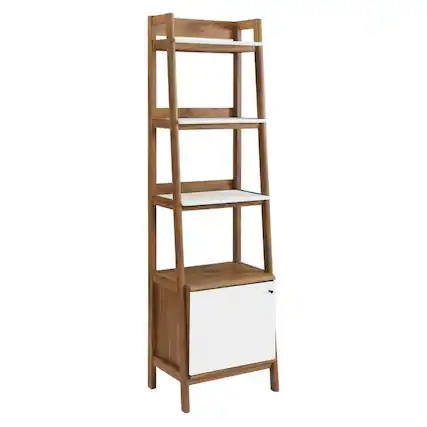Front. FurniFact - Wooden Bookcase in Finish with Sturdy Shelving - Brown.
