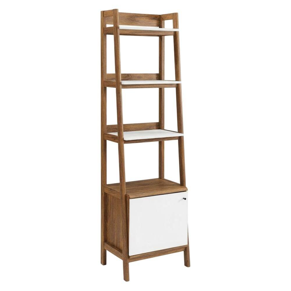 Front. FurniFact - Wooden Bookcase in Finish with Sturdy Shelving - Brown.