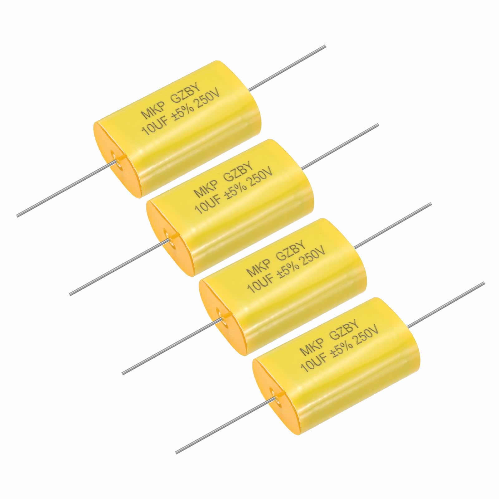 Unique Bargains - 4pcs 10uF Frequency Divider Capacitor, 250V Audio Speaker Crossover Non-Polarity Polypropylene MKP Film Capacitor - Yellow price history on PriceWatchPro