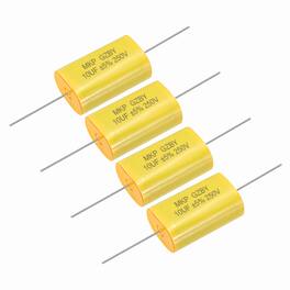 Unique Bargains - 4pcs 10uF Frequency Divider Capacitor, 250V Audio Speaker Crossover Non-Polarity Polypropylene MKP Film Capacitor - Yellow
