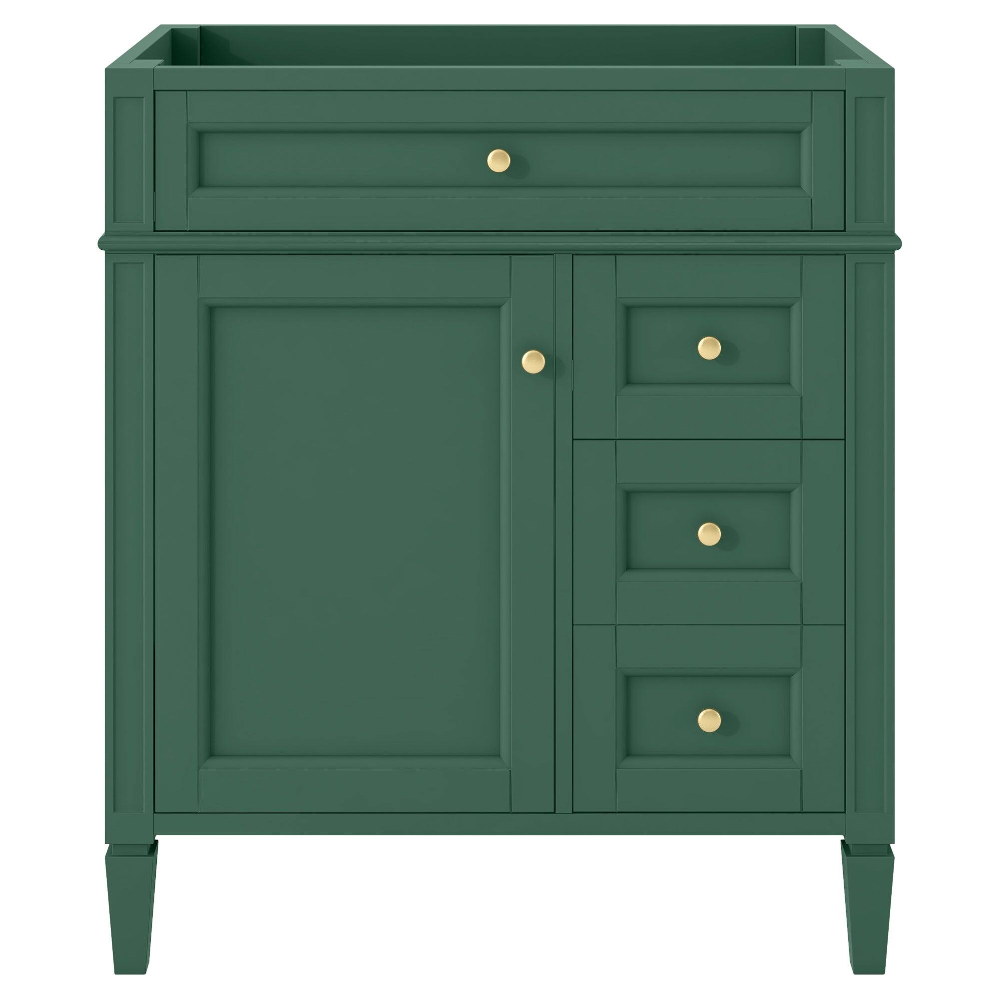 Front. Boyel Living - 30 Inch Modern Bathroom Vanity Cabinet No Sink Three Drawers With Tip Out Green - Green.