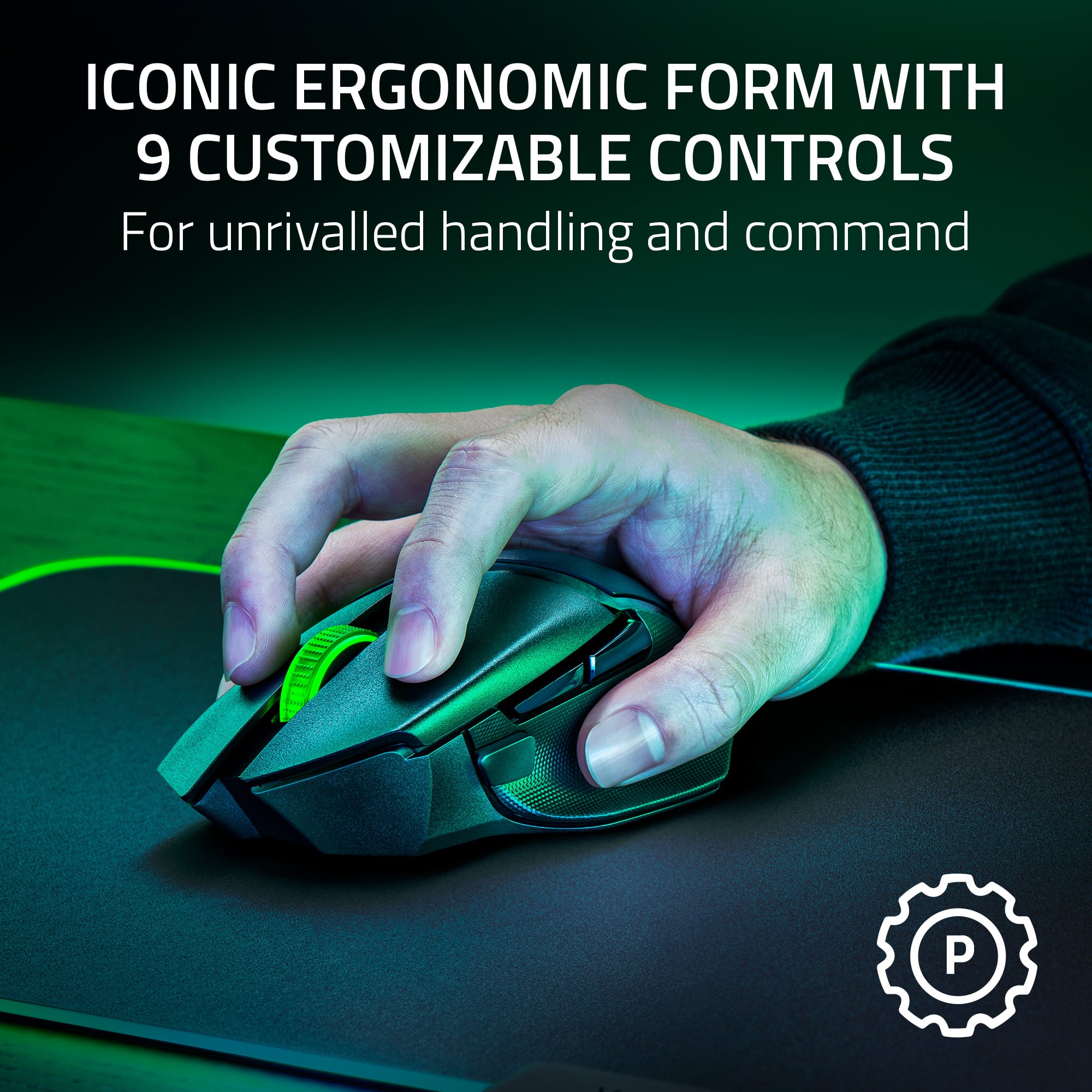 Iconic ergonomic form with 9 customizable controls for unrivaled handling and command.