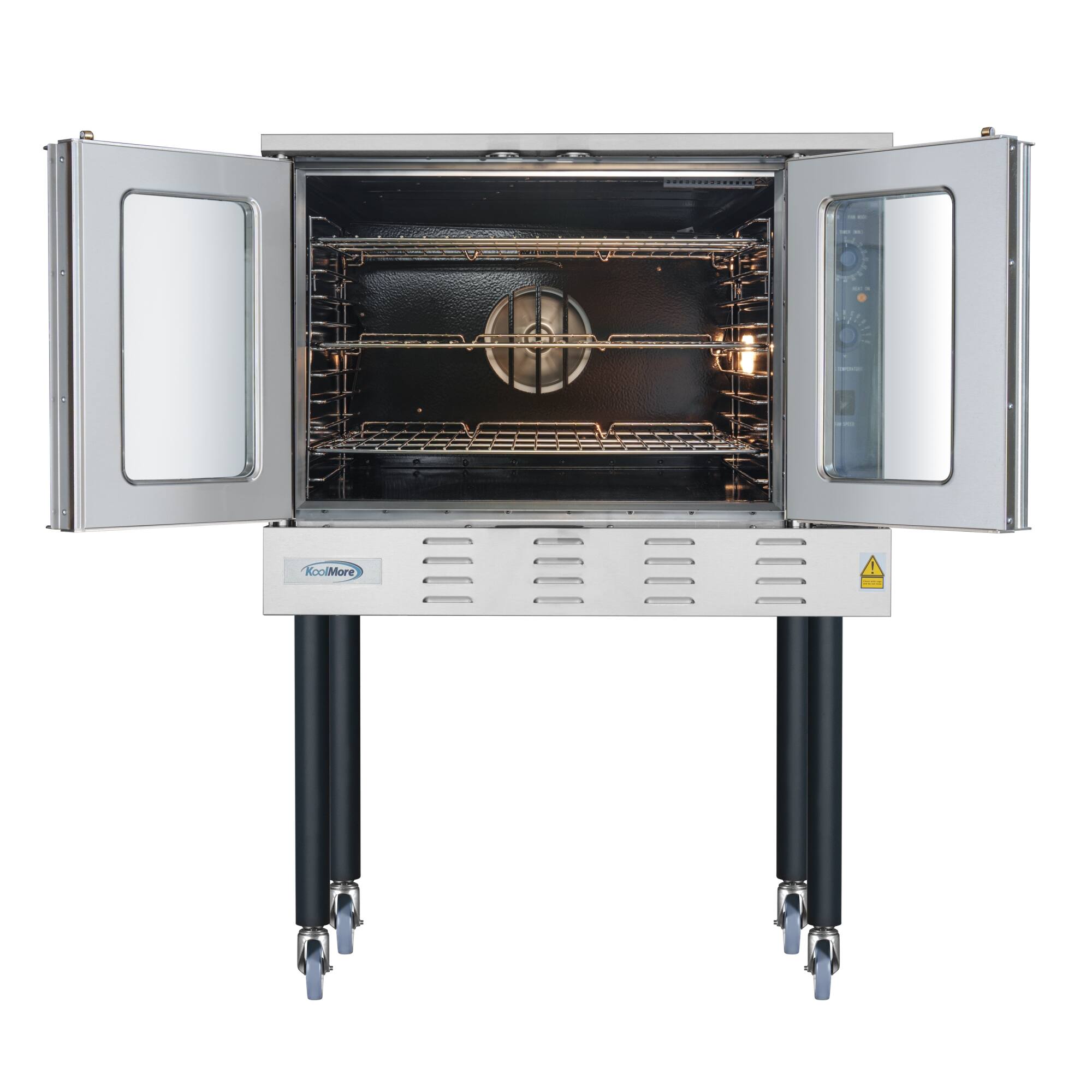 Alt View 3. Koolmore - 38 in. Full Size Single Deck Commercial LP Convection Oven 54,000 BTU with Casters (KM-CCO54-LPC) - Stainless Steel.