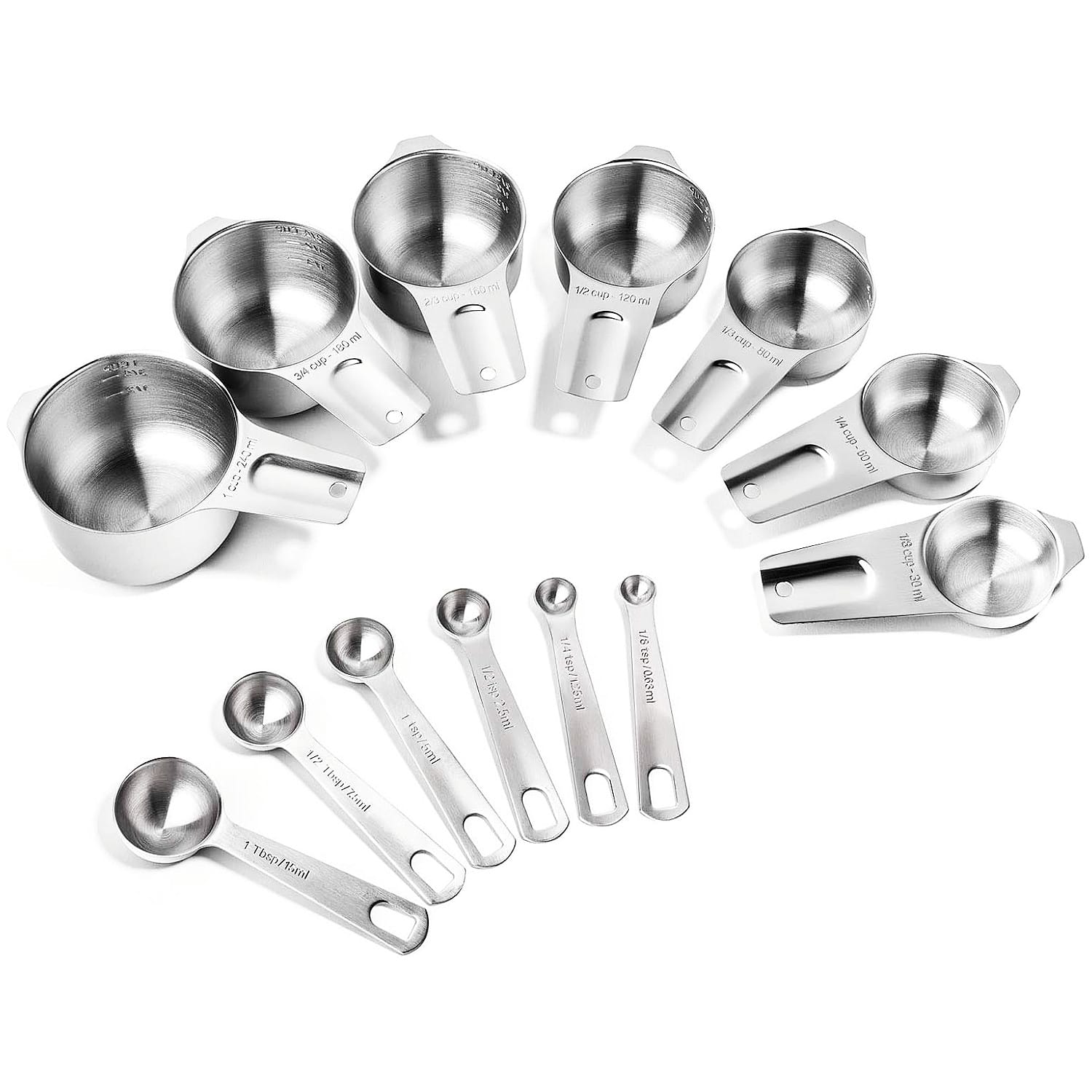 Giantpower - Stainless Steel Measuring Cups And Spoons Set of 13 - Sliver