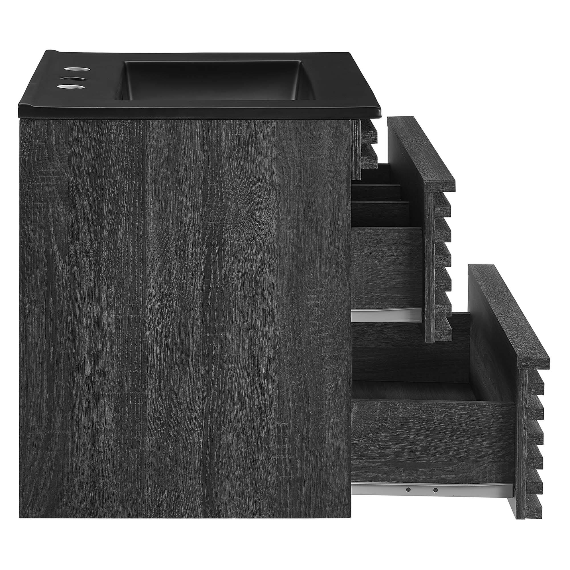 Alt View 4. Modway - Render Wall-Mount Bathroom Vanity with Black Basin Included - Charcoal Black.