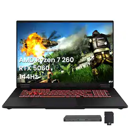 ASUS - TUF 18" Gaming Laptop,Ryzen 7 260,32GB DDR5,2TB SSD+1TB Docking Station,RTX 5060,Backlit Keyboard,Win 11 Pro - Gray