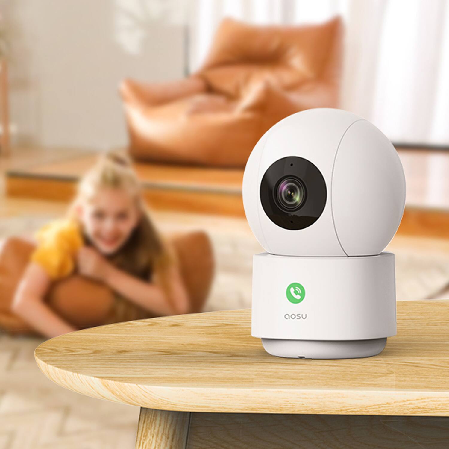 Left. AOSU - Aosu C2e2bh11 2k Qhd Wi-fi Indoor Smart Security Camera And Monitor With 360deg Ptz And Smart Motion Tracking - white.