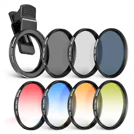 Neewer - 58mm Camera Filter Kit with CPL, ND32, Star & Color Grad - Includes Clip-On Mount for iPhone & DSLR Cameras